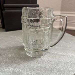 Vintage Mid Century DAD’S ROOT BEER Clear Embossed Thick Glass Barrel‎ Mug